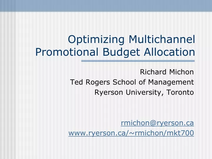 optimizing multichannel promotional budget allocation