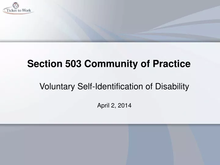 section 503 community of practice