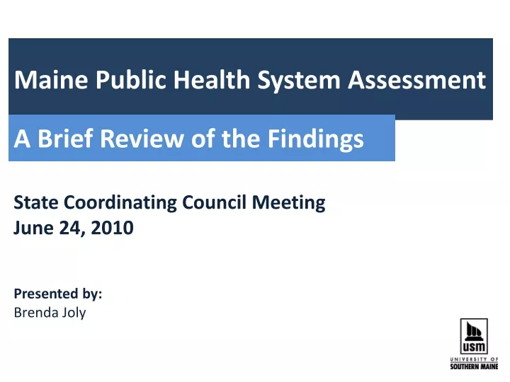 maine public health system assessment