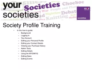 Society Profile Training