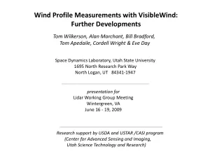 Wind Profile Measurements with VisibleWind: Further Developments