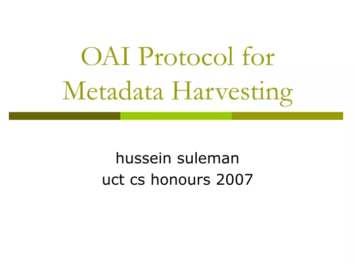oai protocol for metadata harvesting