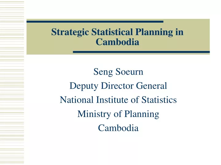 strategic statistical planning in cambodia