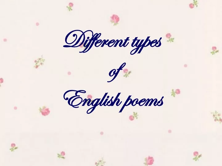 different types of english poems