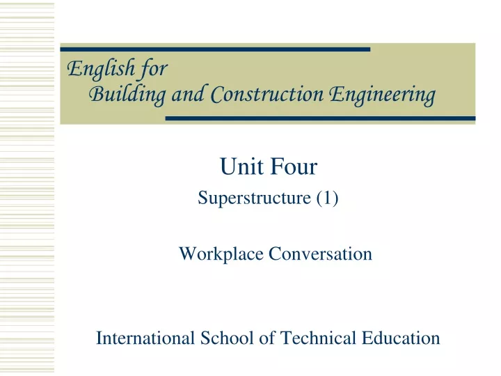 english for building and construction engineering
