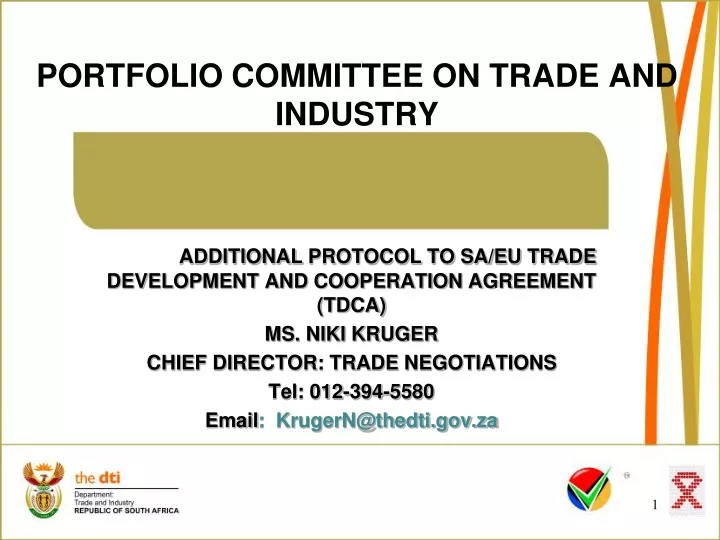 portfolio committee on trade and industry