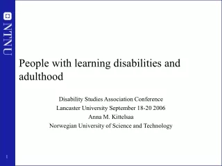 People with learning disabilities and adulthood