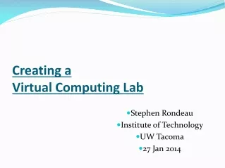 Creating a  Virtual Computing Lab