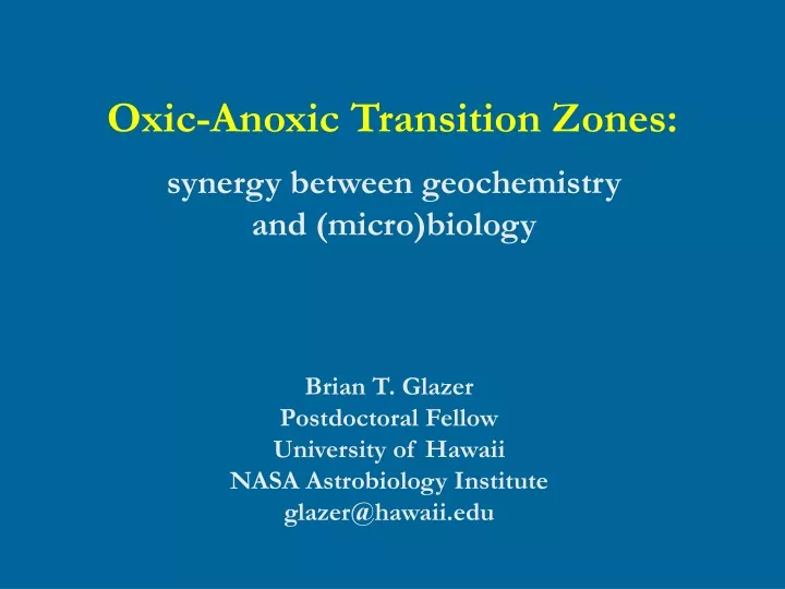 oxic anoxic transition zones