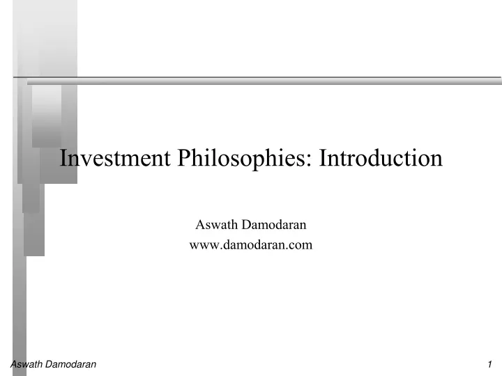 investment philosophies introduction