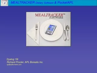 MEALTRACKER  Dietary Software  &amp; PocketAPL