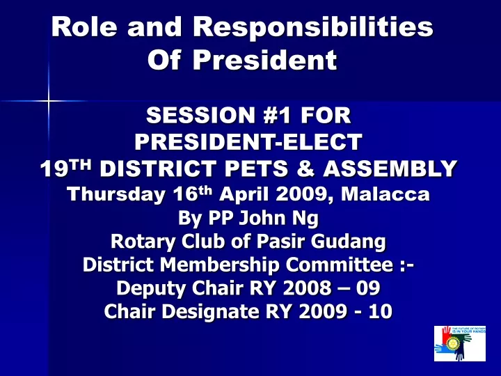 role and responsibilities of president