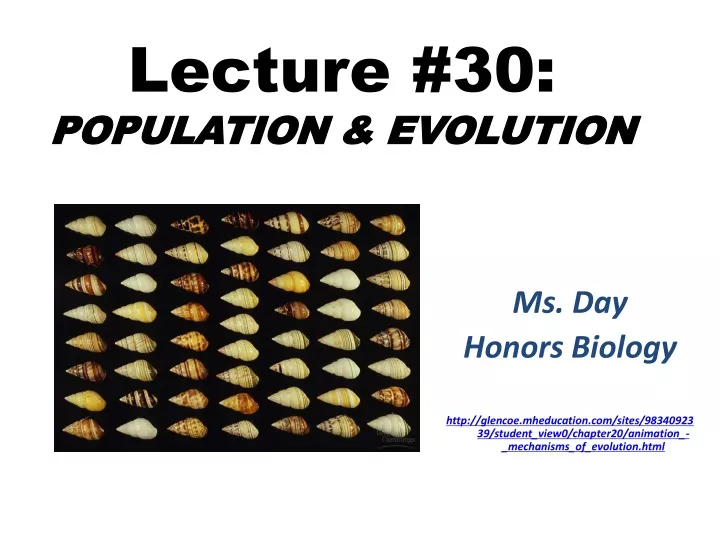 lecture 30 population evolution