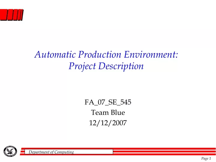 automatic production environment project description