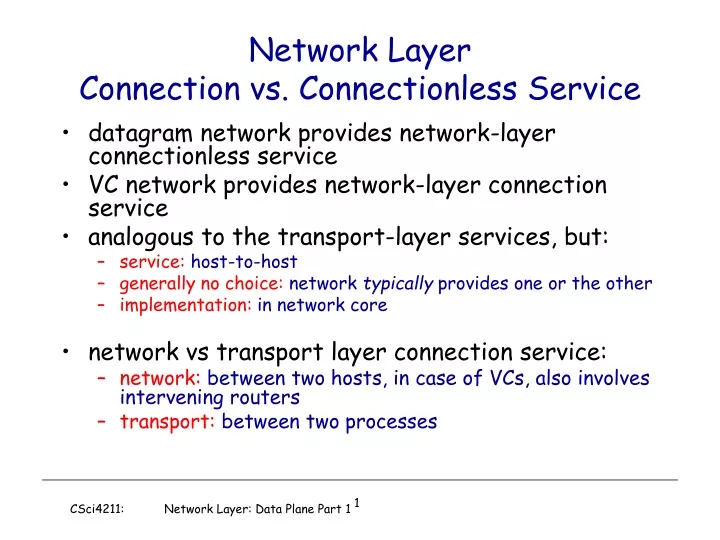 network layer connection vs connectionless service
