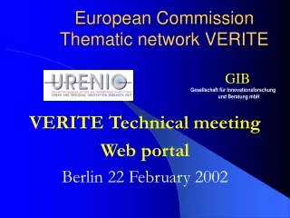 European Commission Thematic network VERITE