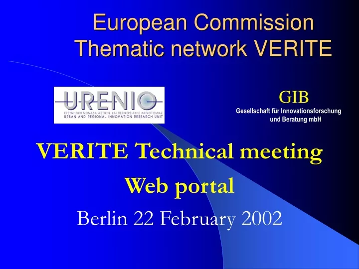 european commission thematic network verite
