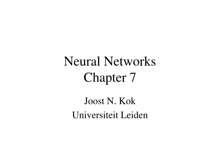 neural networks chapter 7