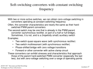 Soft-switching converters with constant switching frequency