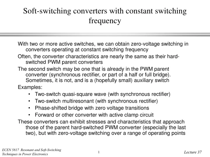 soft switching converters with constant switching frequency