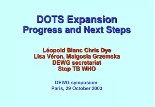 DEWG symposium  Paris, 29 October 2003