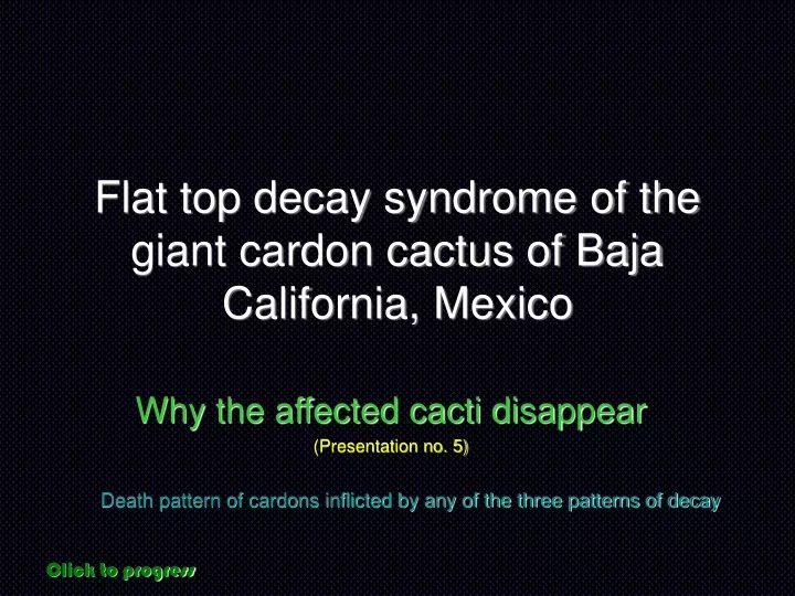 flat top decay syndrome of the giant cardon cactus of baja california mexico