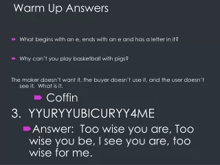 Warm Up Answers