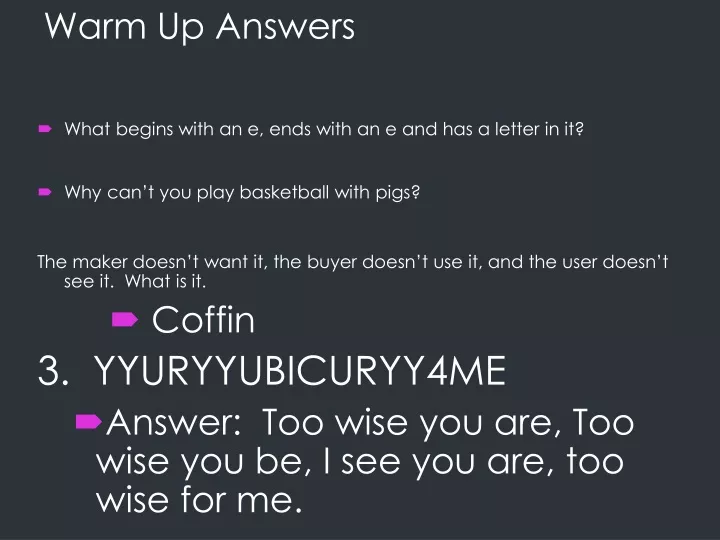 warm up answers