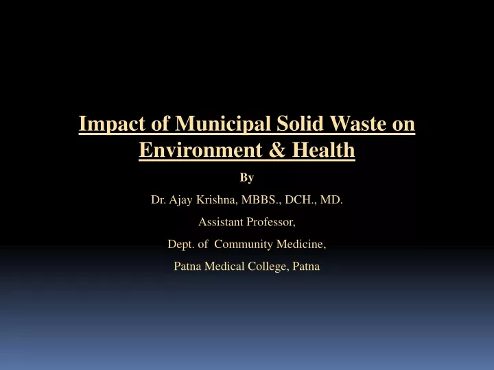 impact of municipal solid waste on environment