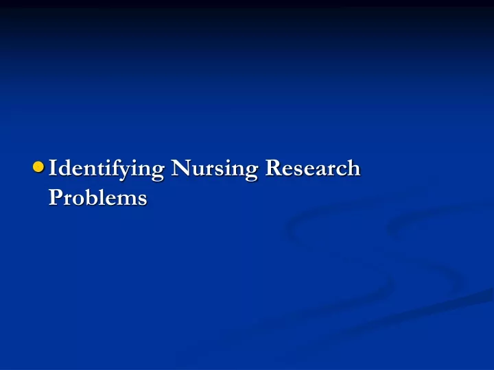 identifying nursing research problems