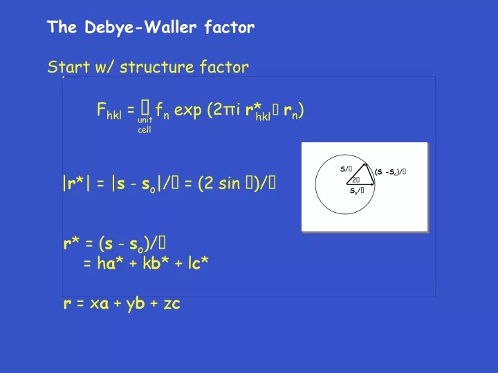 the debye waller factor start w structure factor