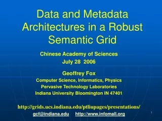 Data and Metadata Architectures in a Robust Semantic Grid