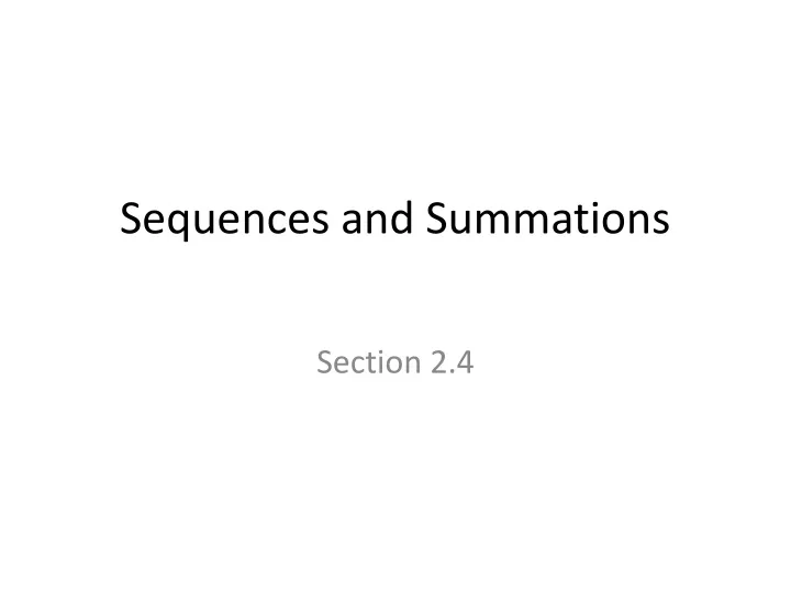 sequences and summations