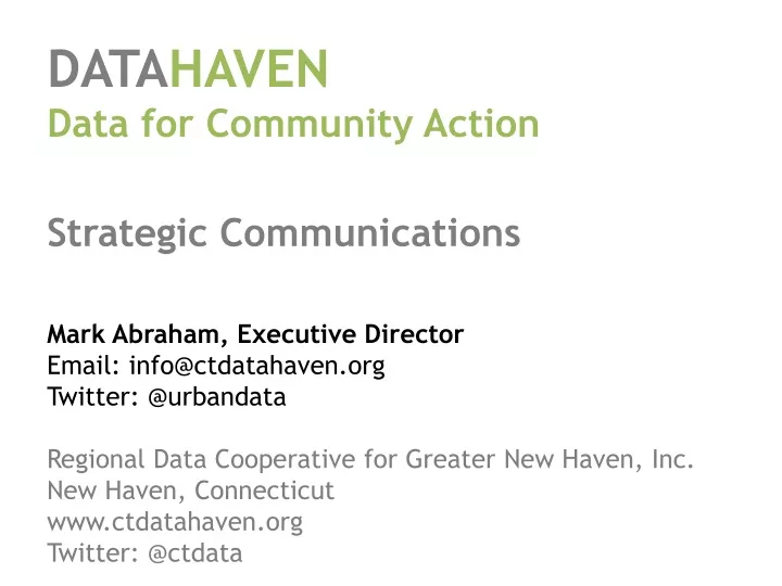 data haven data for community action strategic