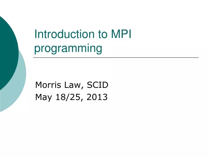 introduction to mpi programming