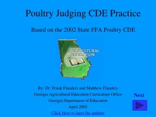 Poultry Judging CDE Practice Based on the 2002 State FFA Poultry CDE