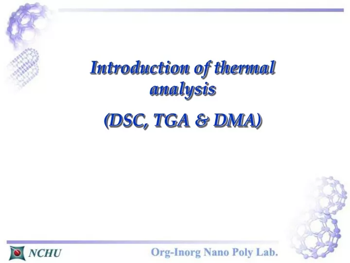introduction of thermal analysis dsc tga dma
