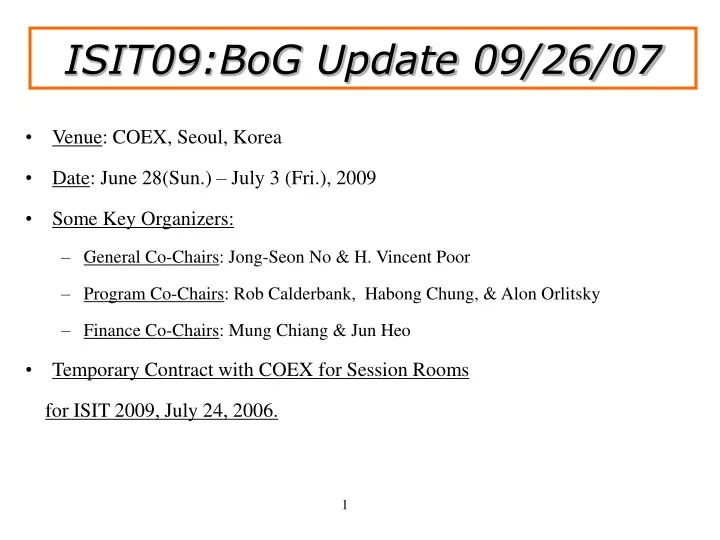 isit09 bog update 09 26 07