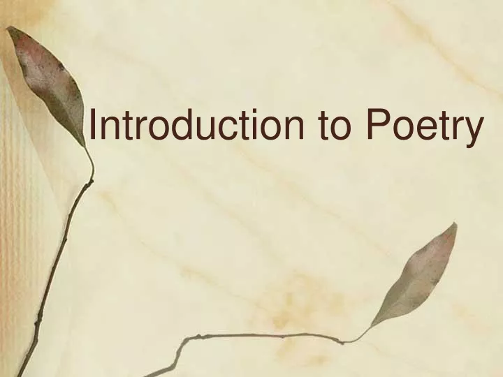 introduction to poetry