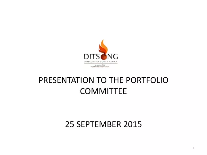 presentation to the portfolio committee 25 september 2015