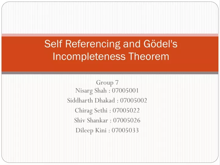 self referencing and g del s incompleteness theorem