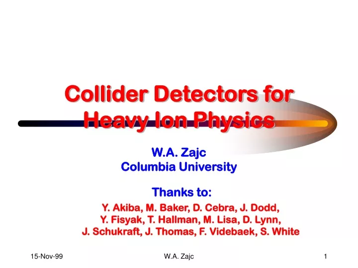 collider detectors for heavy ion physics