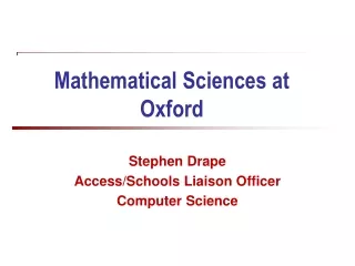 Mathematical Sciences at Oxford