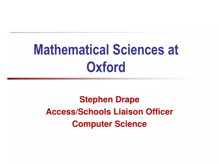 mathematical sciences at oxford