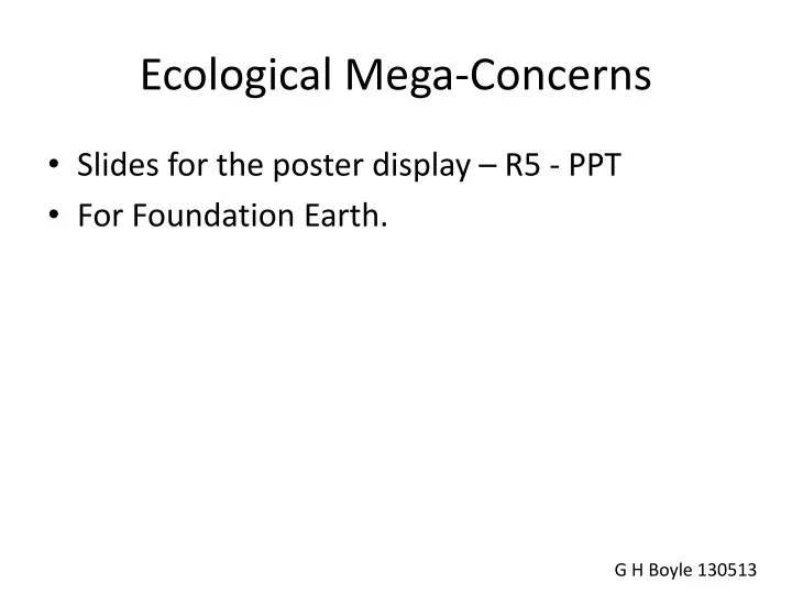 ecological mega concerns