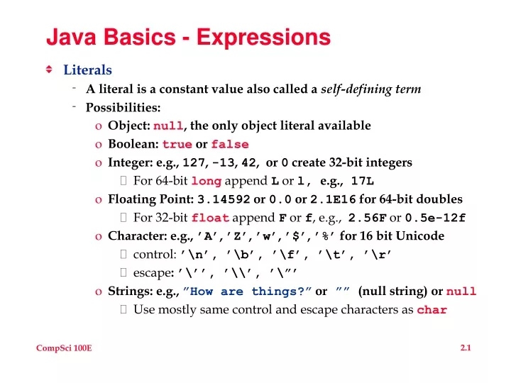 java basics expressions