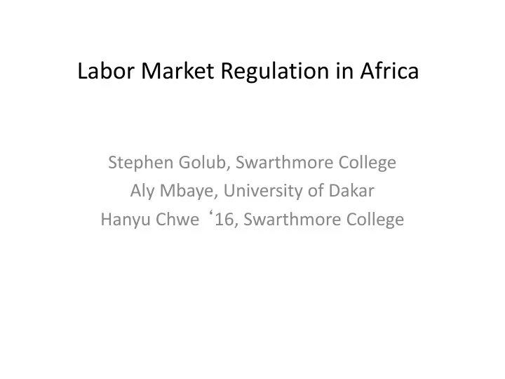 labor market regulation in africa