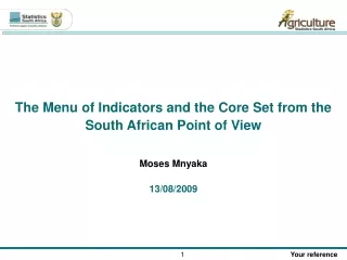 The Menu of Indicators and the Core Set from the South African Point of View Moses Mnyaka