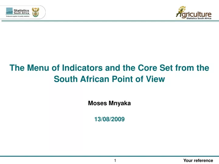 the menu of indicators and the core set from