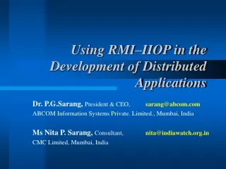 Using RMI–IIOP in the Development of Distributed Applications